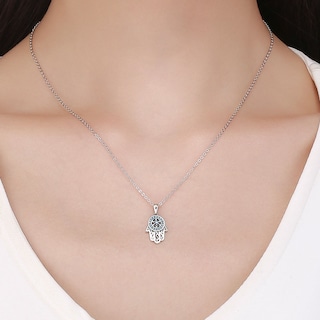 Foto 2 | Collar Mano De Fátima De Plata .925 Con Cadena De Plata Ajustable