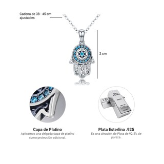 Foto 6 | Collar Mano De Fátima De Plata .925 Con Cadena De Plata Ajustable