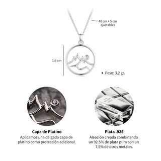 Foto 6 | Collar Montañas De Plata .925 Con Cadena De Plata Ajustable