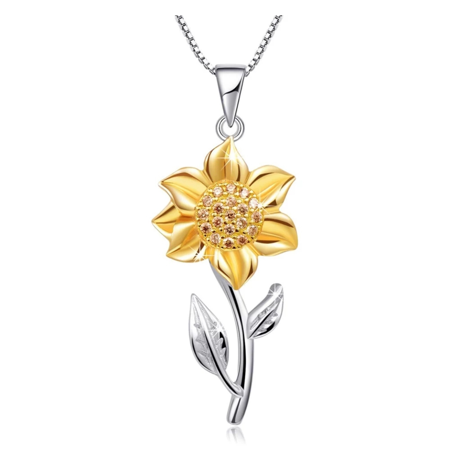 Foto 1 | Collar Girasol De Plata 925 Para Mujer Con Circonita - Venta Internacional.
