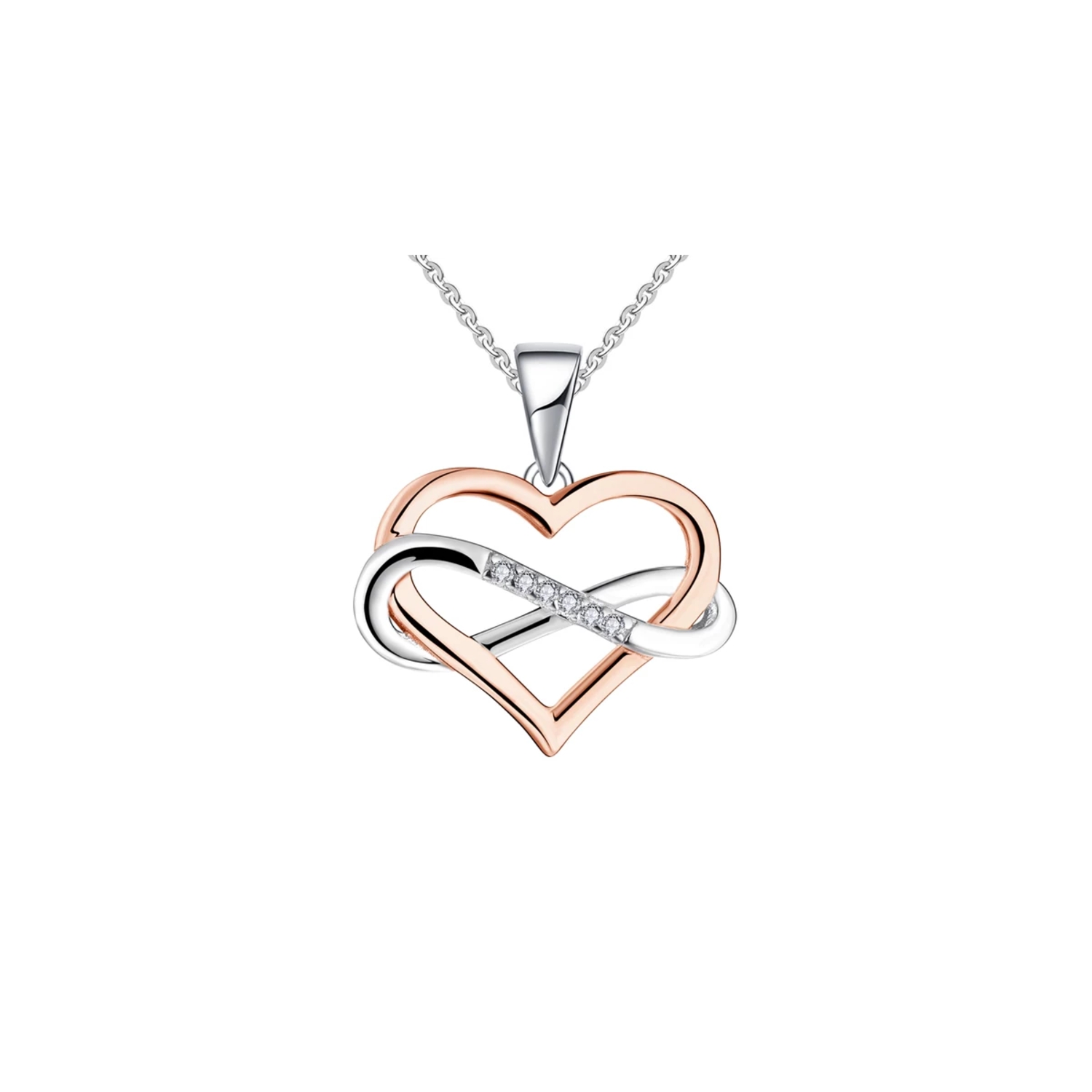 Foto 2 pulgar | Collar De Plata 925 Con Forma De Corazón Chapado En Oro Rosa Para Mujer - Venta Internacional.
