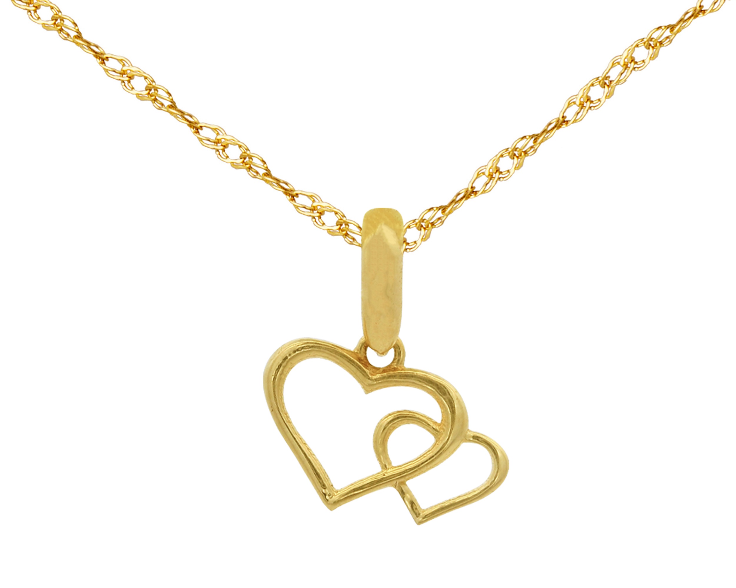 Gargantilla Doble Corazon 45cm 10k Ci285