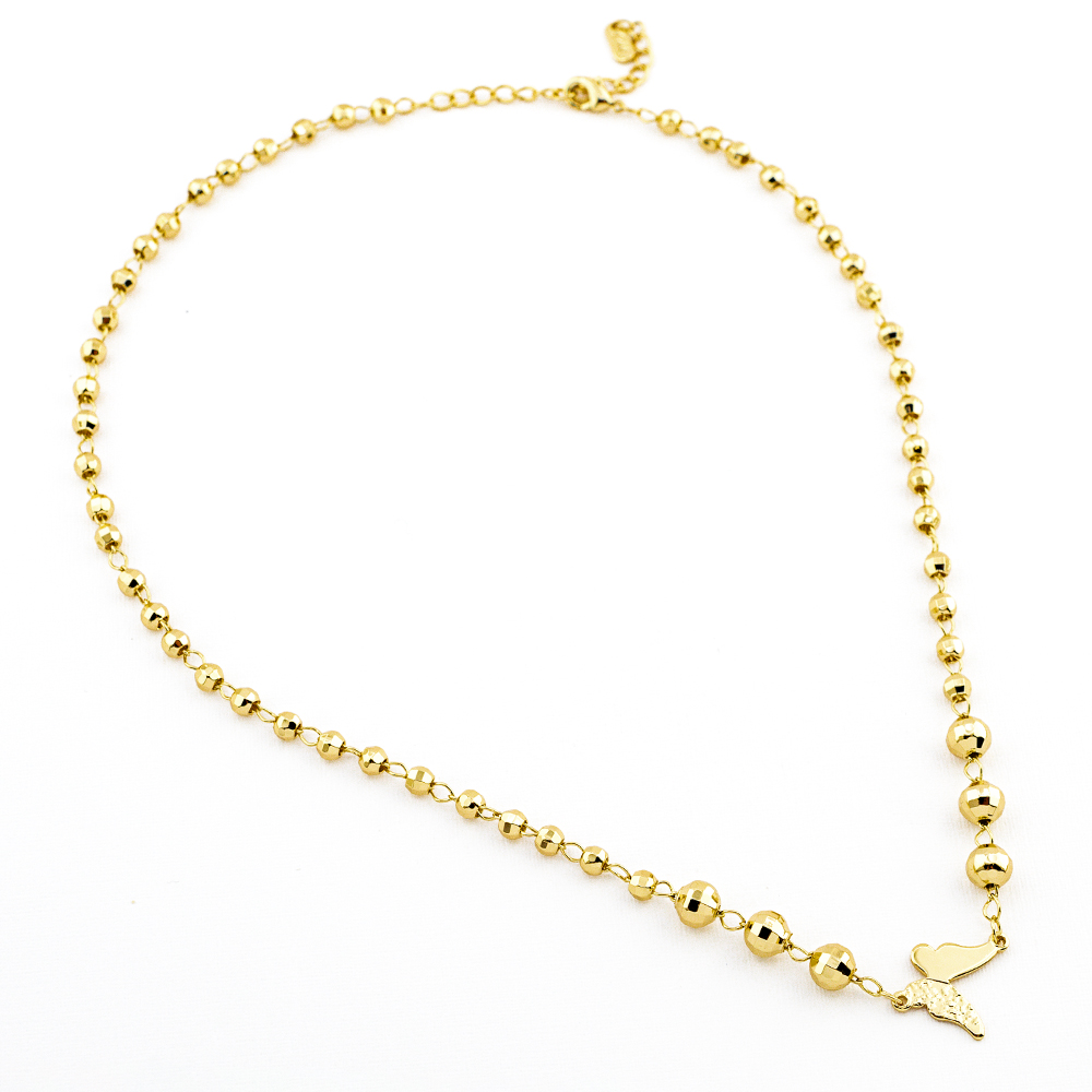 Collar Esférico Con Dije De Mariposa The Golden Store Chapa De Oro 18k