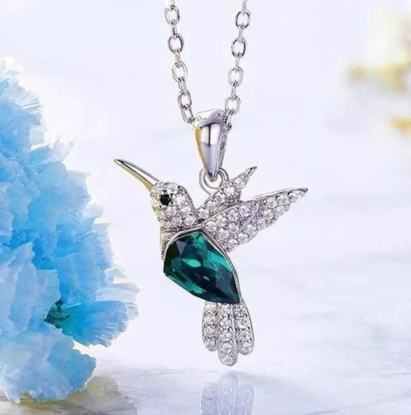 Foto 4 pulgar | Collar en Forma de Colibrí de Plata 925 con Cristal Swarovski - Venta Internacional