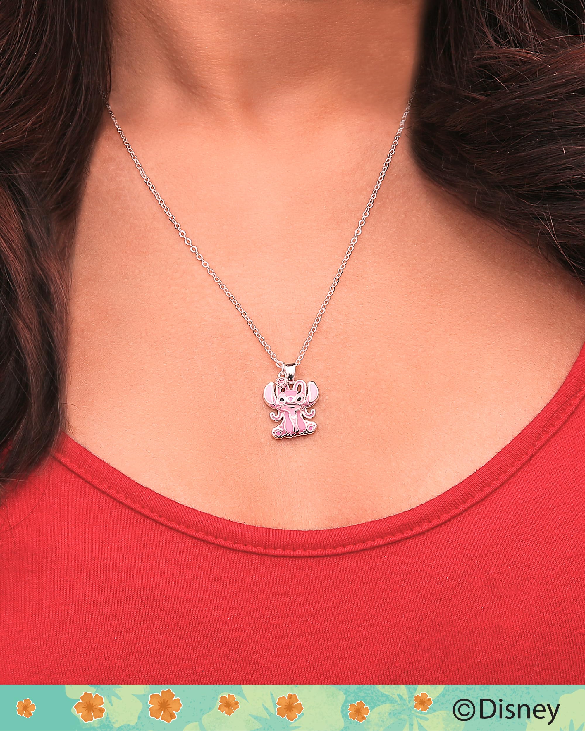 Foto 3 pulgar | Collar Disney Lilo & Stitch Con Diseño De Ángel Para Mujer, Chapado En Plata - Venta Internacional.