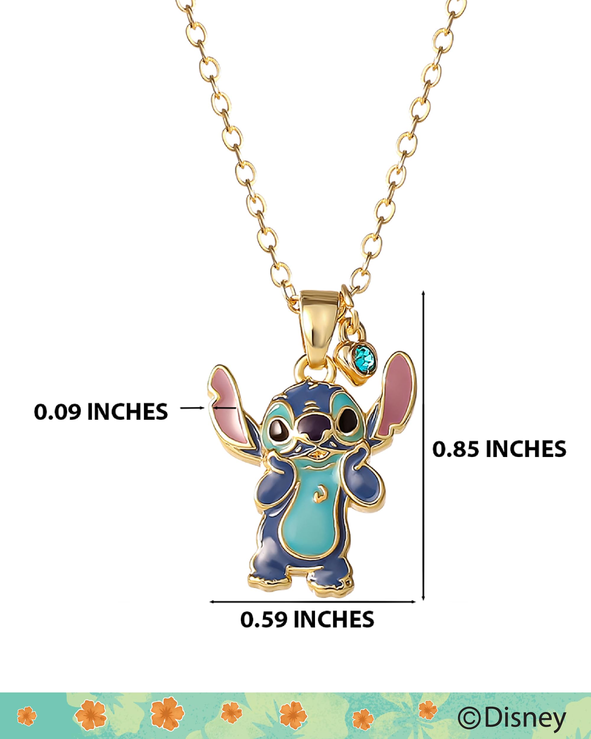 Foto 5 pulgar | Collar Disney Stitch Chapado En Oro De 18 Quilates Con Cristal Azul - Venta Internacional.