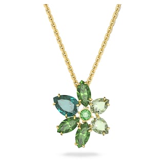 Foto 1 | Collar Con Colgante De Gema De Swarovski Con Motivo Floral Y Cristal Verde - Venta Internacional.
