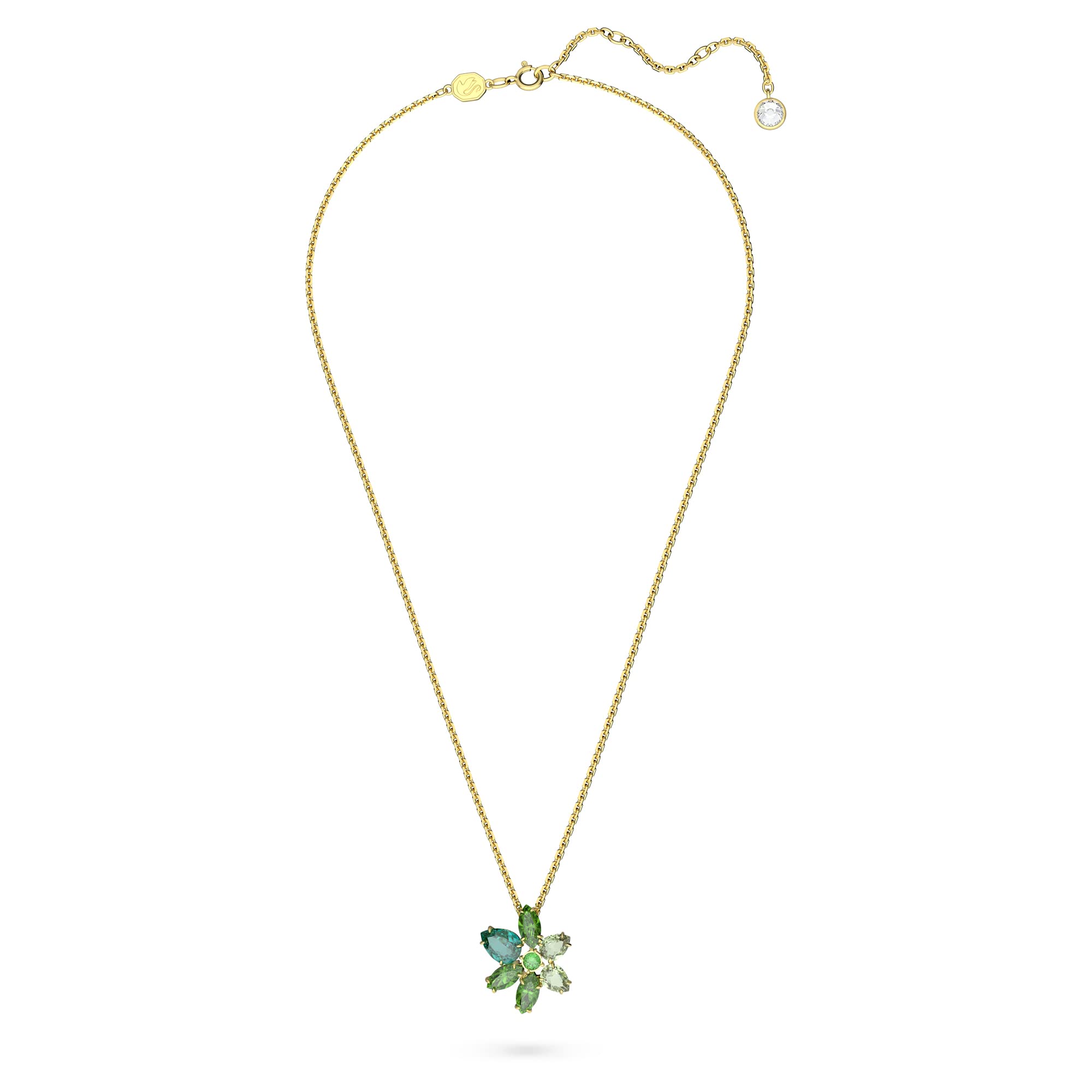 Foto 3 pulgar | Collar Con Colgante De Gema De Swarovski Con Motivo Floral Y Cristal Verde - Venta Internacional.