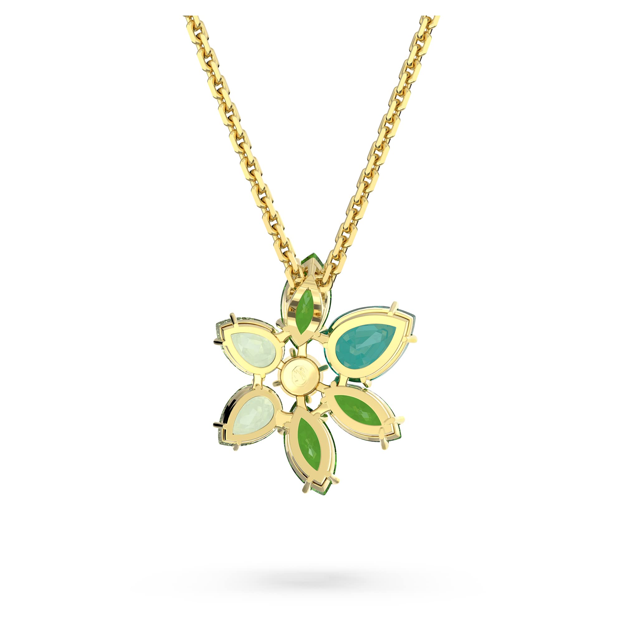 Foto 5 pulgar | Collar Con Colgante De Gema De Swarovski Con Motivo Floral Y Cristal Verde - Venta Internacional.