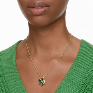 Foto 5 | Collar Con Colgante De Gema De Swarovski Con Motivo Floral Y Cristal Verde - Venta Internacional.