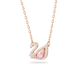 Foto 3 | Collar Con Colgante De Cisne De Swarovski En Oro Rosa Con Cristales Rosas Y Transparentes - Venta Internacional.
