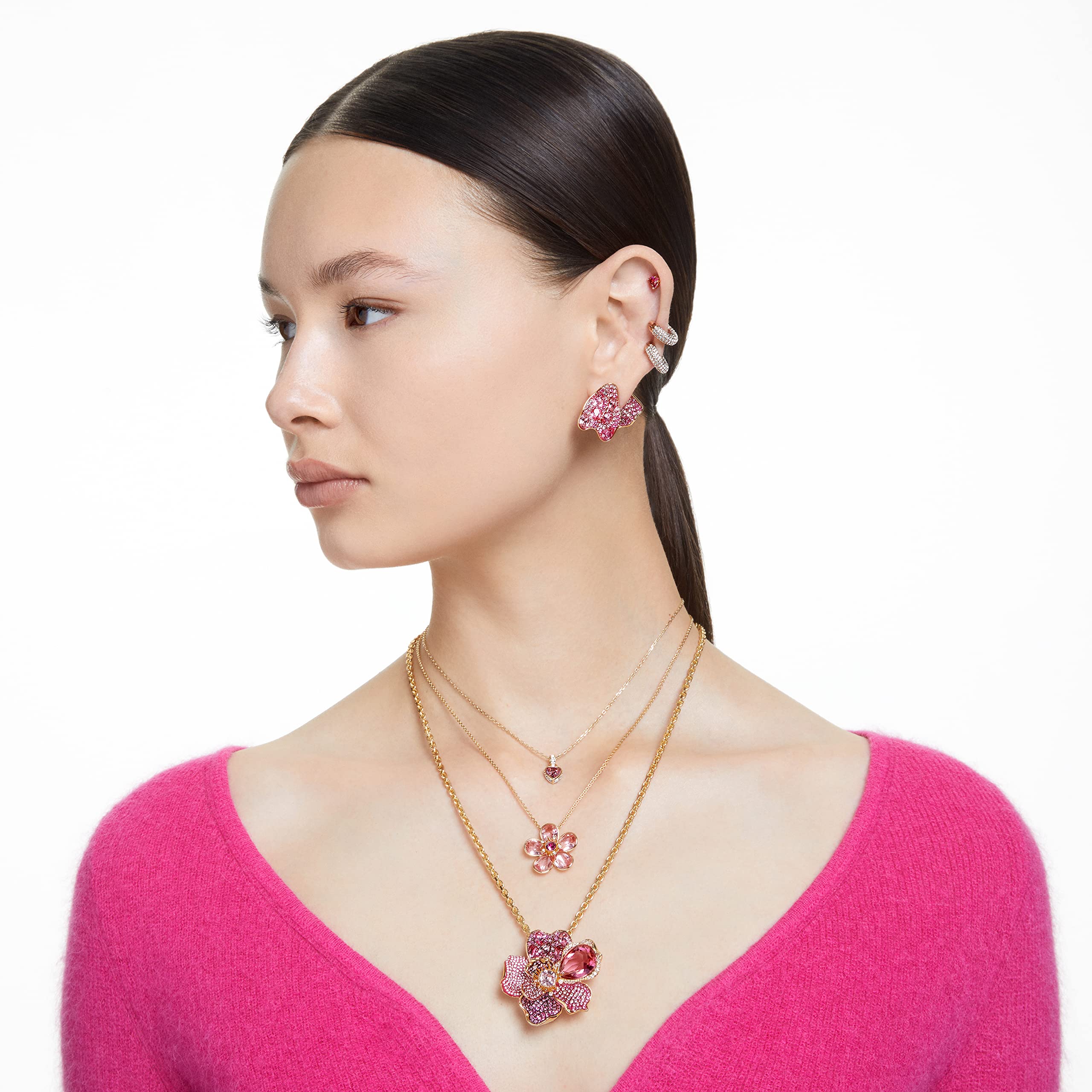 Foto 7 | Colgante Idyllia De Swarovski Con Flor Rosa En Tono Dorado - Venta Internacional.
