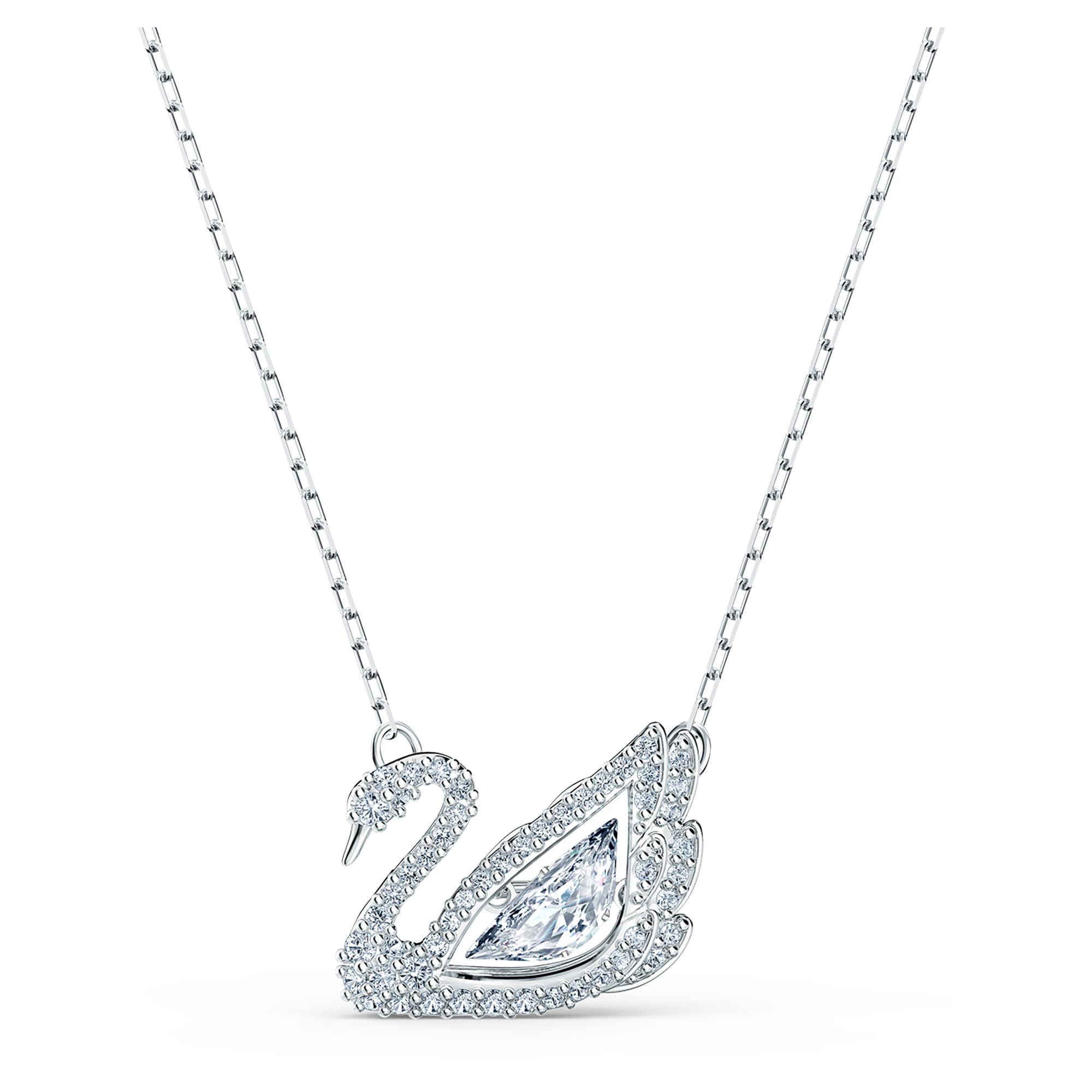 Collar Con Colgante De Cisne De Swarovski Con Cristales Transparentes De Rodio - Venta Internacional.