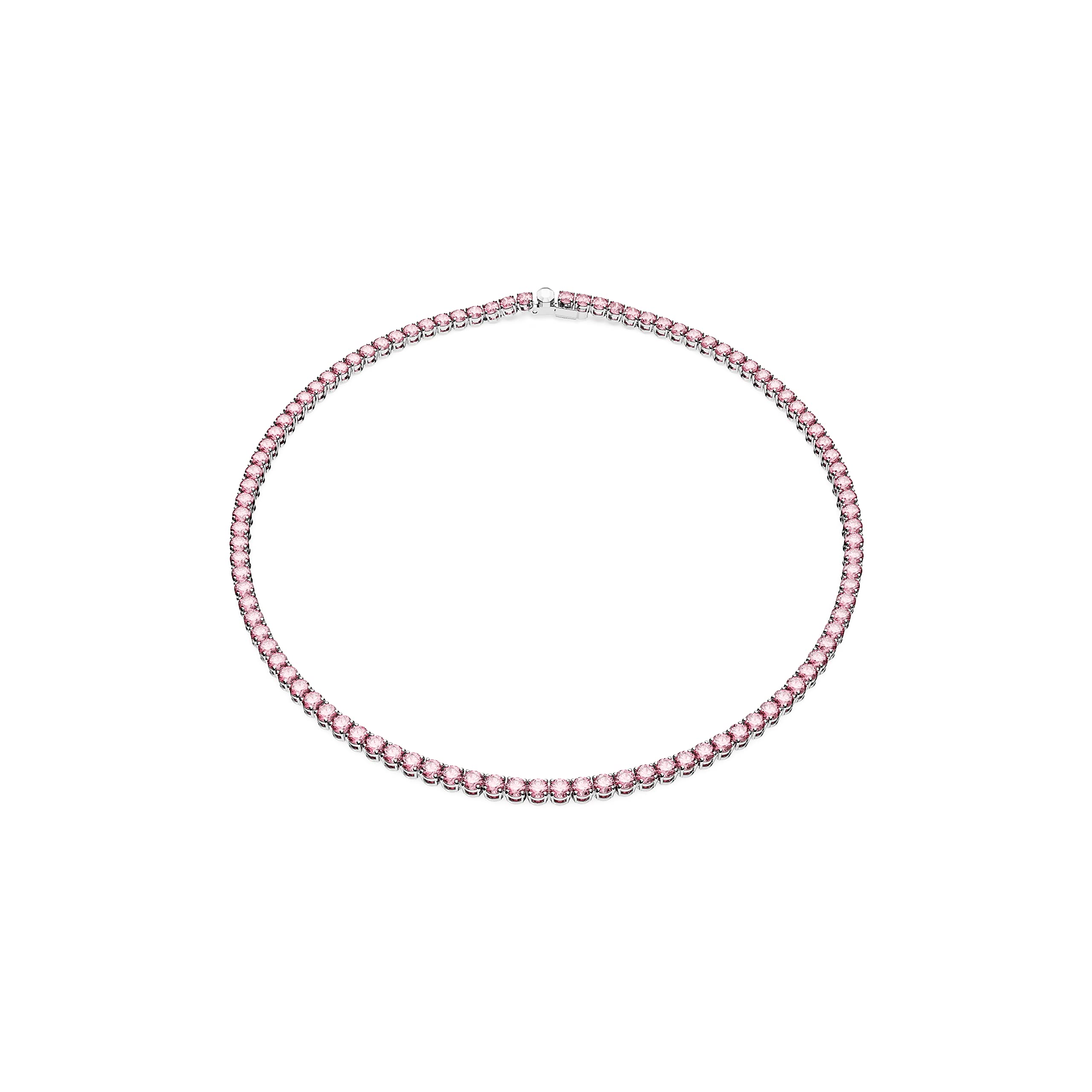 Collar Swarovski Matrix Tennis Con Cristales Rosas Brillantes - Venta Internacional.