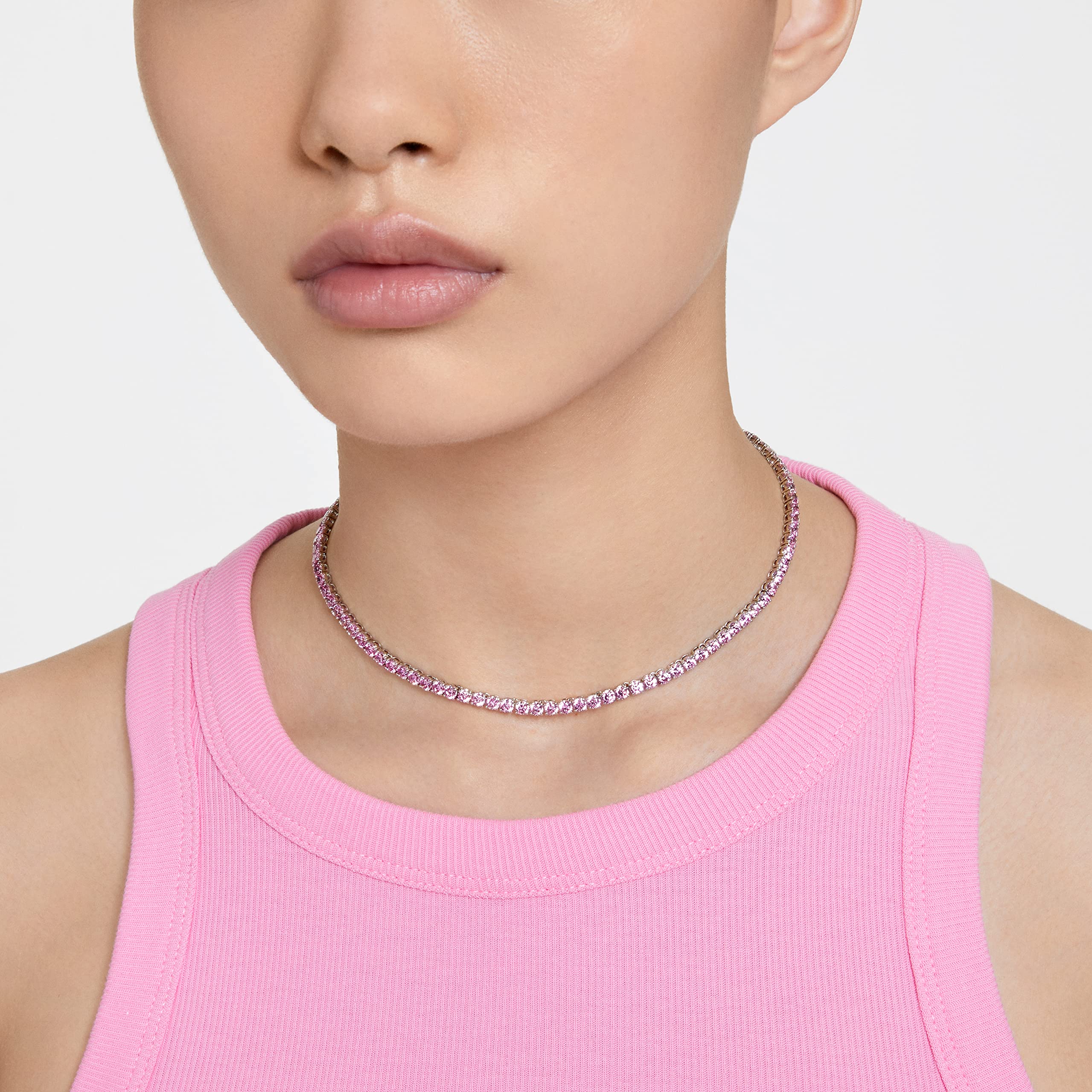 Foto 6 pulgar | Collar Swarovski Matrix Tennis Con Cristales Rosas Brillantes - Venta Internacional.