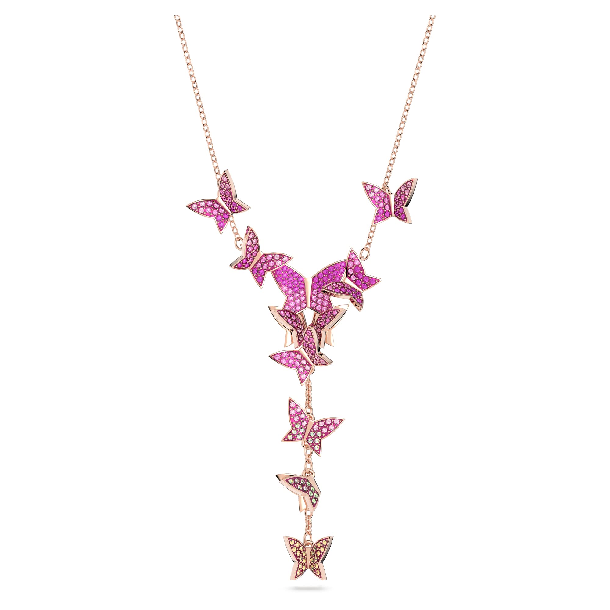 Foto 2 pulgar | Collar Lilia De Swarovski, Collar En Y Con Motivos De Mariposas Rosas - Venta Internacional.