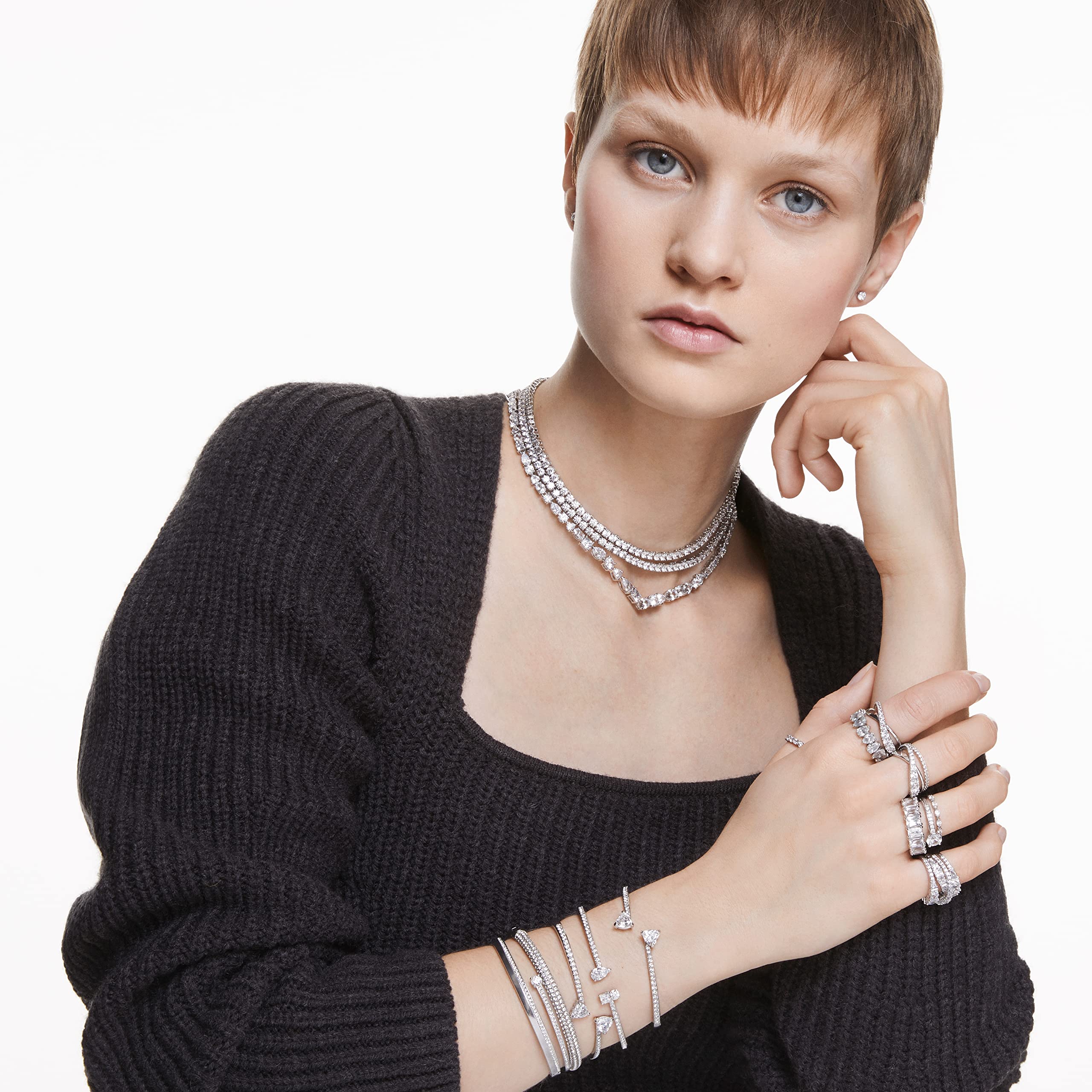 Foto 7 | Anillo Swarovski Pear Vittore Con Cristal Blanco Bañado En Rodio - Venta Internacional.