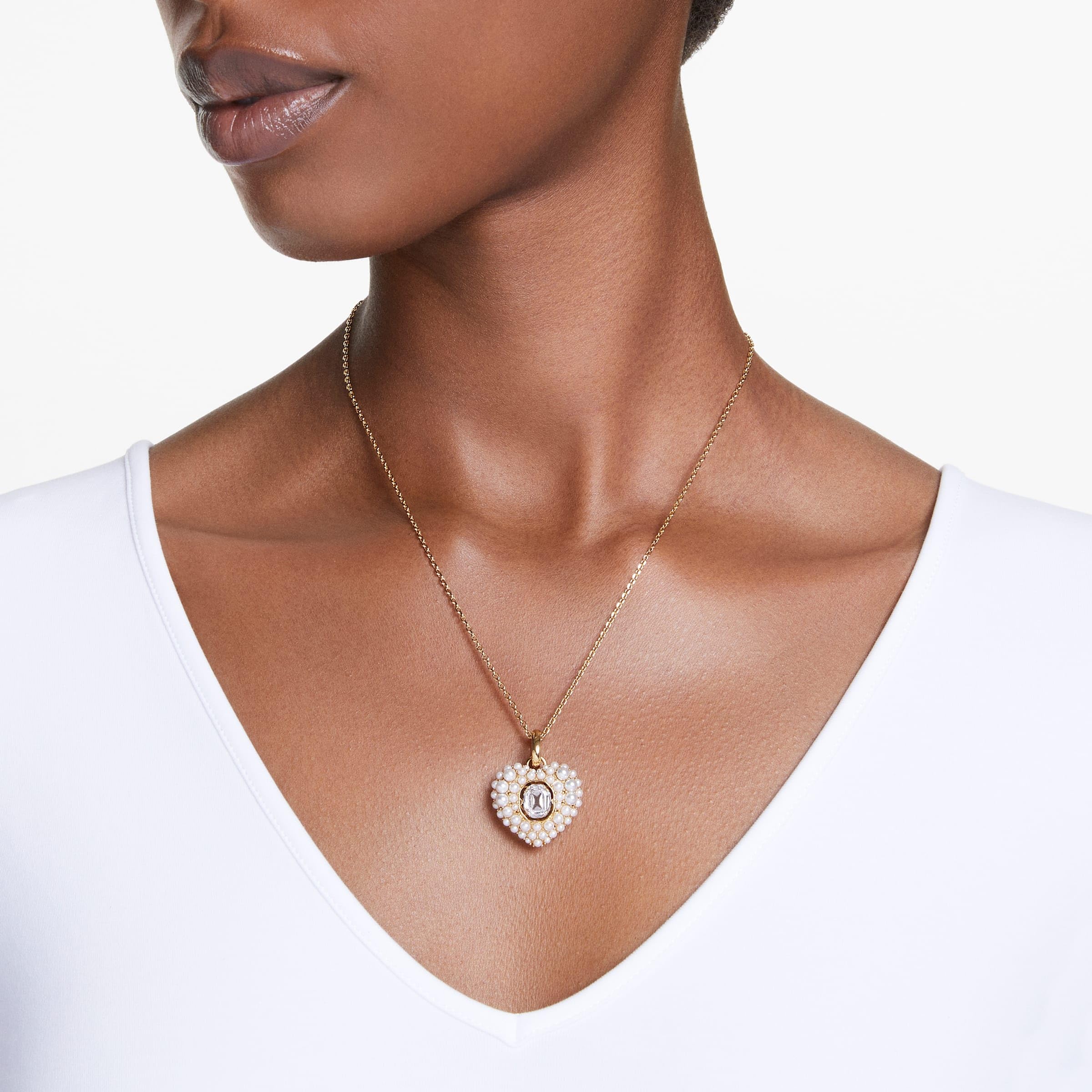 Foto 5 | Collar Con Colgante Idyllia De Swarovski En Forma De Corazón Con Piedra Octogonal Transparente - Venta Internacional.