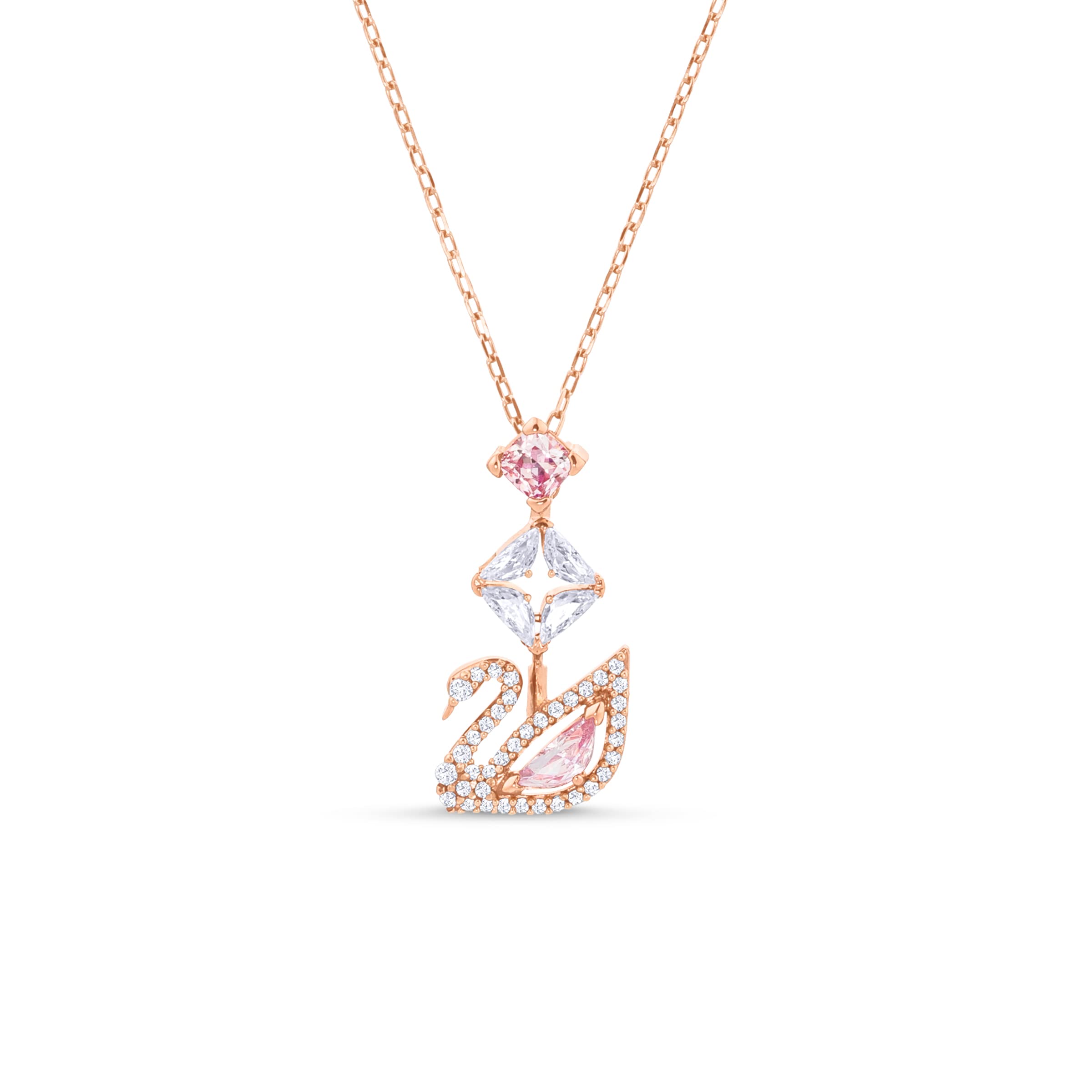 Foto 2 pulgar | Collar Con Colgante De Cisne De Swarovski En Oro Rosa Y Transparente - Venta Internacional.