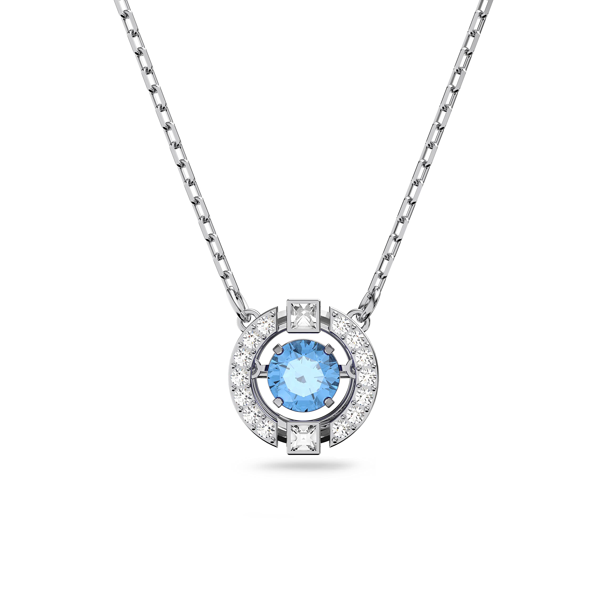 Collar Swarovski Una Redondo Con Cristales Azules Y Transparentes - Venta Internacional.