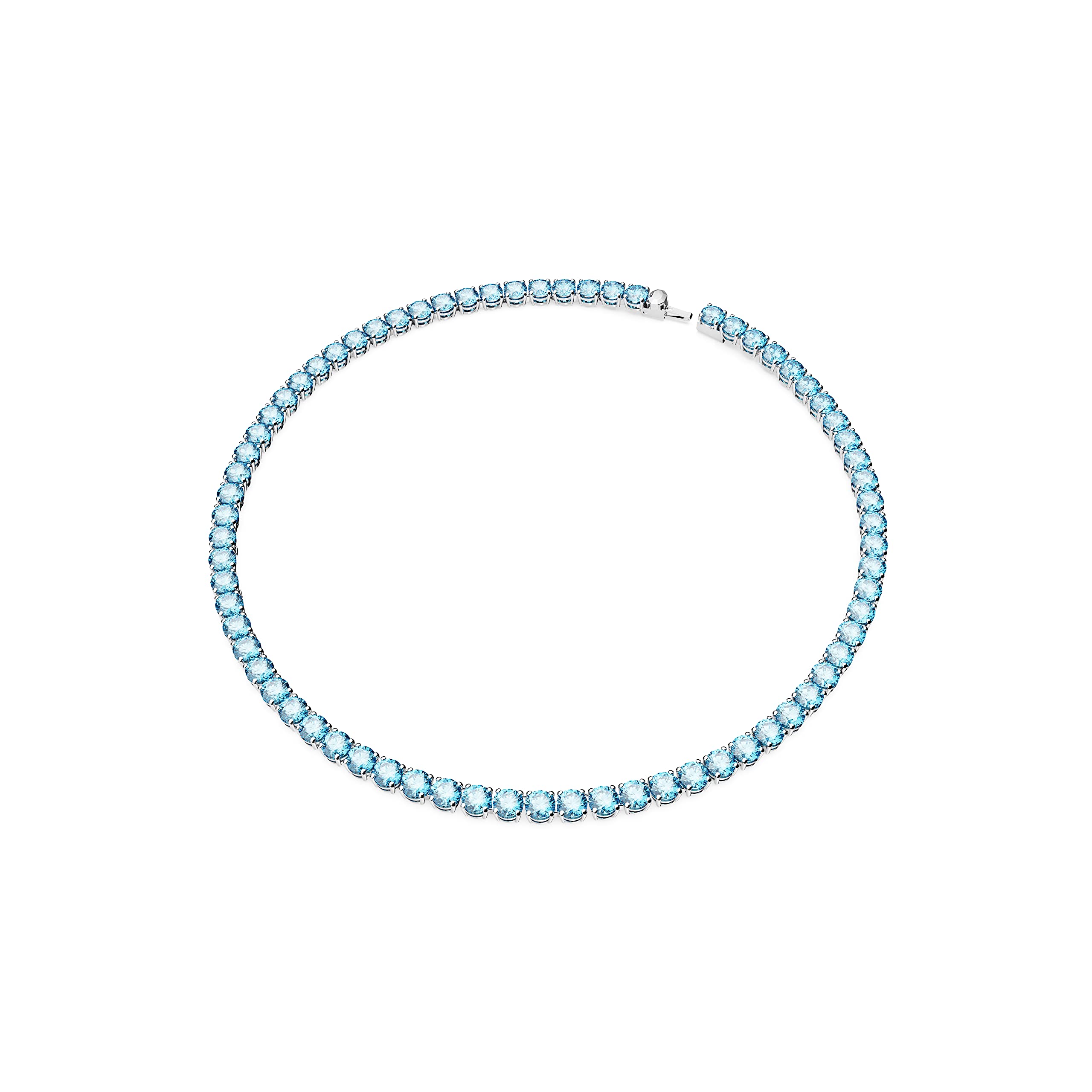 Foto 3 pulgar | Collar Swarovski Matrix Tennis Con Cristales De Color Azul Brillante Rodio - Venta Internacional.