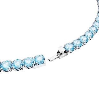 Foto 3 | Collar Swarovski Matrix Tennis Con Cristales De Color Azul Brillante Rodio - Venta Internacional.