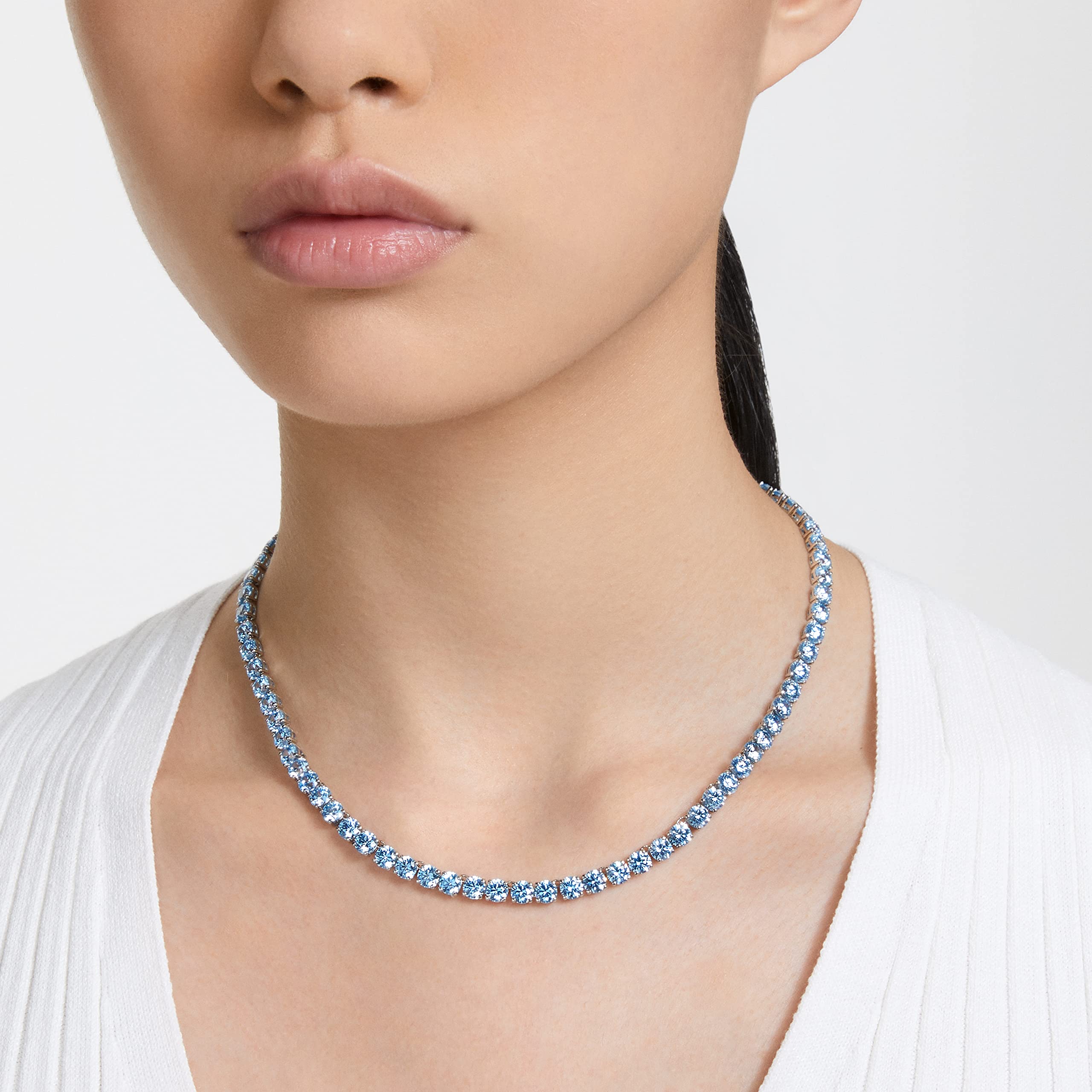 Foto 5 | Collar Swarovski Matrix Tennis Con Cristales De Color Azul Brillante Rodio - Venta Internacional.