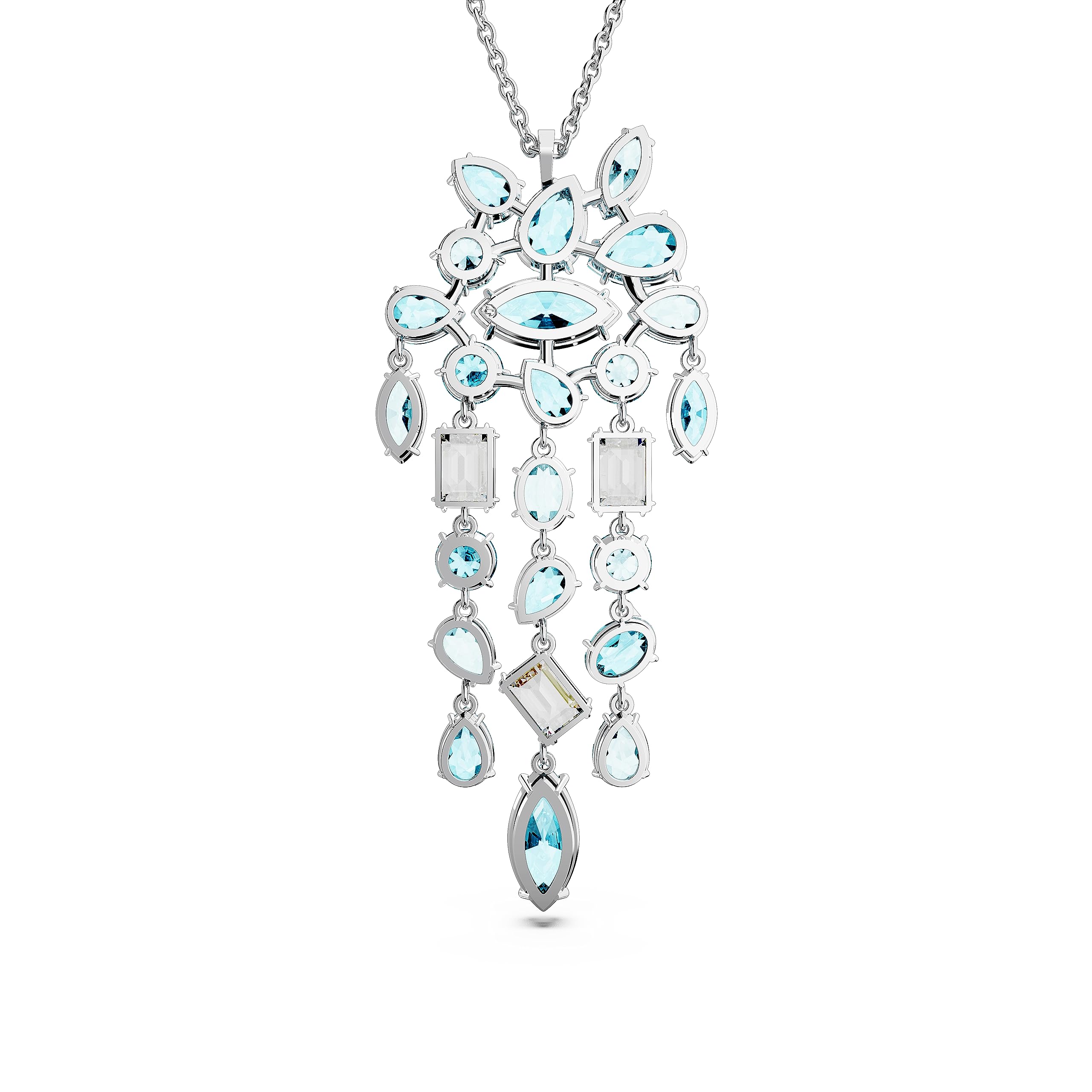 Foto 5 pulgar | Collar Con Colgante De Gema De Swarovski Con Piedras Azules De Talla Mixta - Venta Internacional.