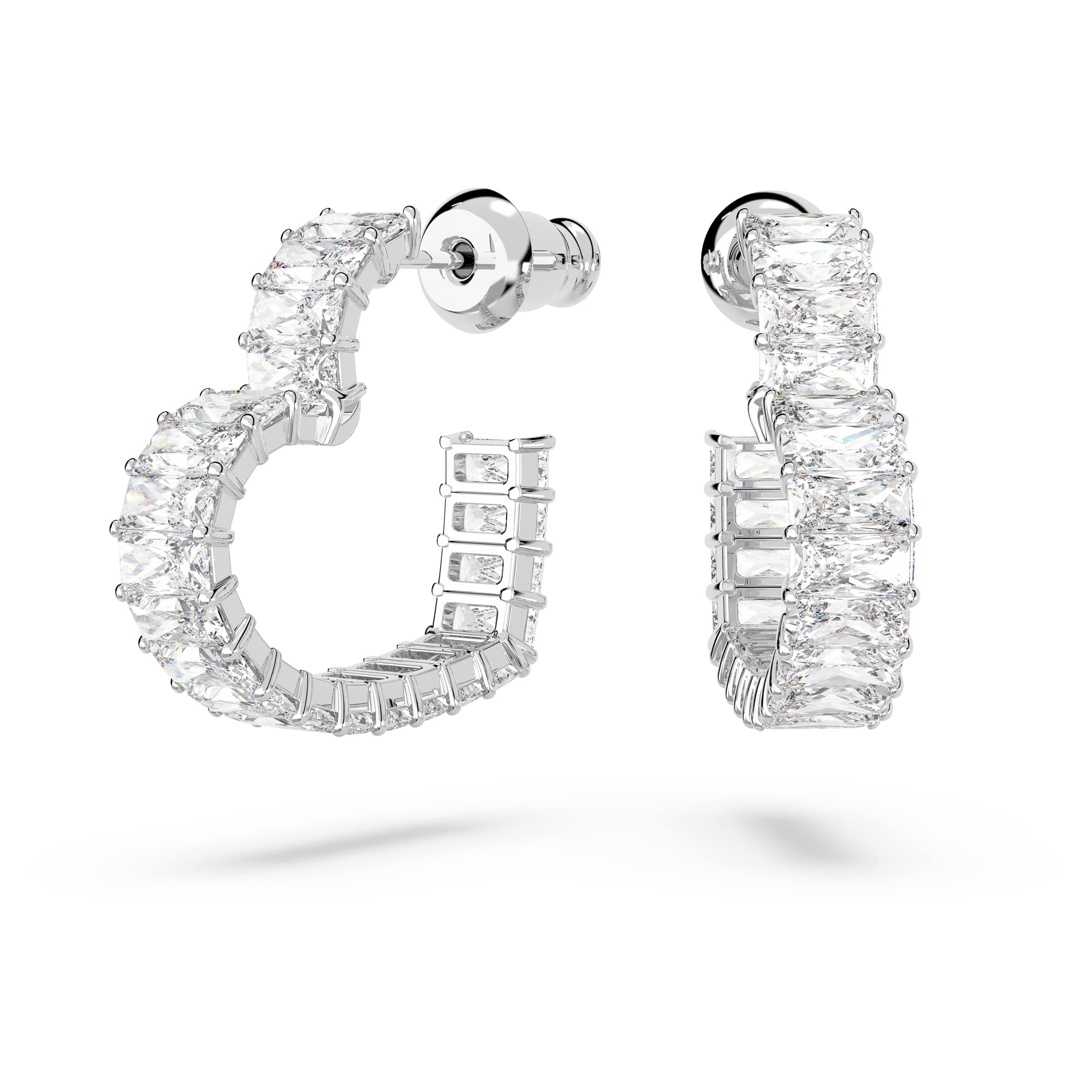 Foto 1 | Pendientes Swarovski Matrix Hoop Con Forma De Corazón Tejido Con Cristales Transparentes - Venta Internacional.