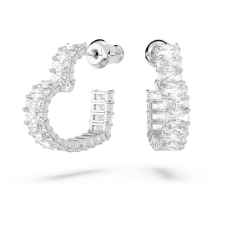 Foto 1 | Pendientes Swarovski Matrix Hoop Con Forma De Corazón Tejido Con Cristales Transparentes - Venta Internacional.