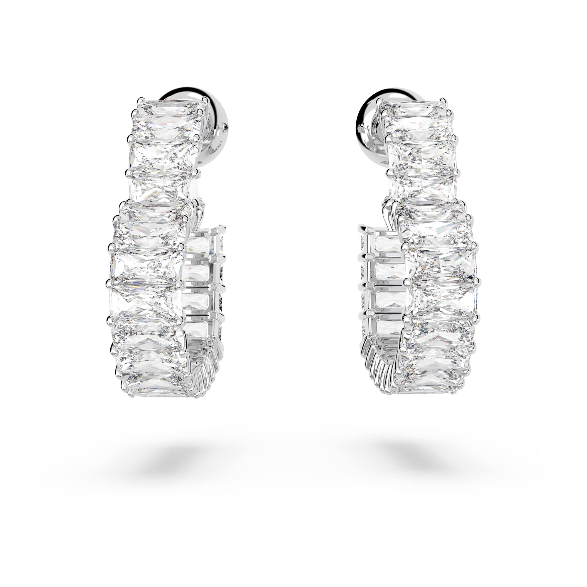 Foto 2 | Pendientes Swarovski Matrix Hoop Con Forma De Corazón Tejido Con Cristales Transparentes - Venta Internacional.