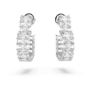 Foto 2 | Pendientes Swarovski Matrix Hoop Con Forma De Corazón Tejido Con Cristales Transparentes - Venta Internacional.