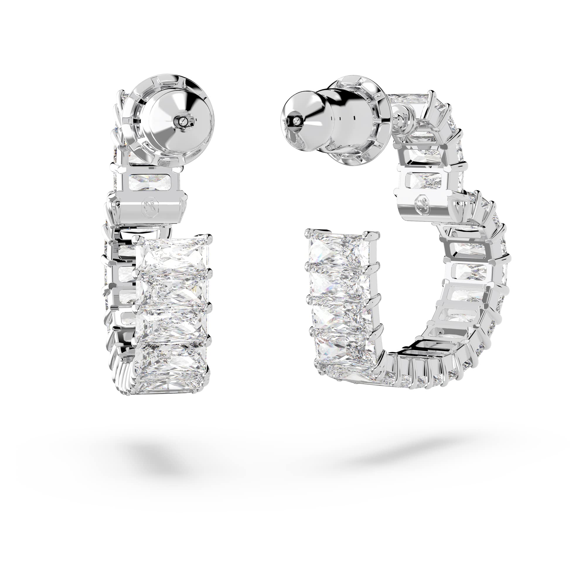 Foto 4 | Pendientes Swarovski Matrix Hoop Con Forma De Corazón Tejido Con Cristales Transparentes - Venta Internacional.