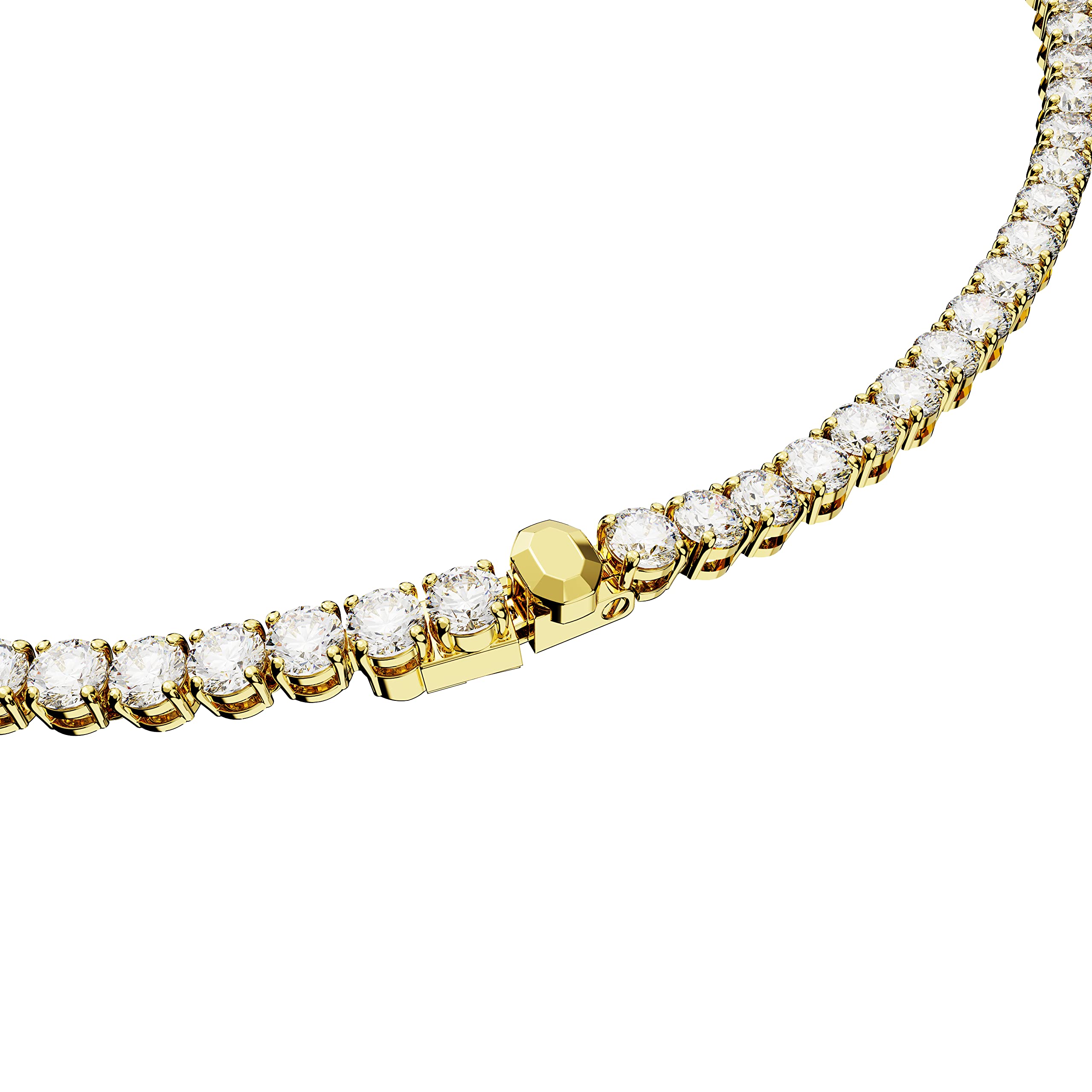 Foto 5 pulgar | Collar Swarovski Matrix Tennis Con Cristales Transparentes En Tono Dorado - Venta Internacional.