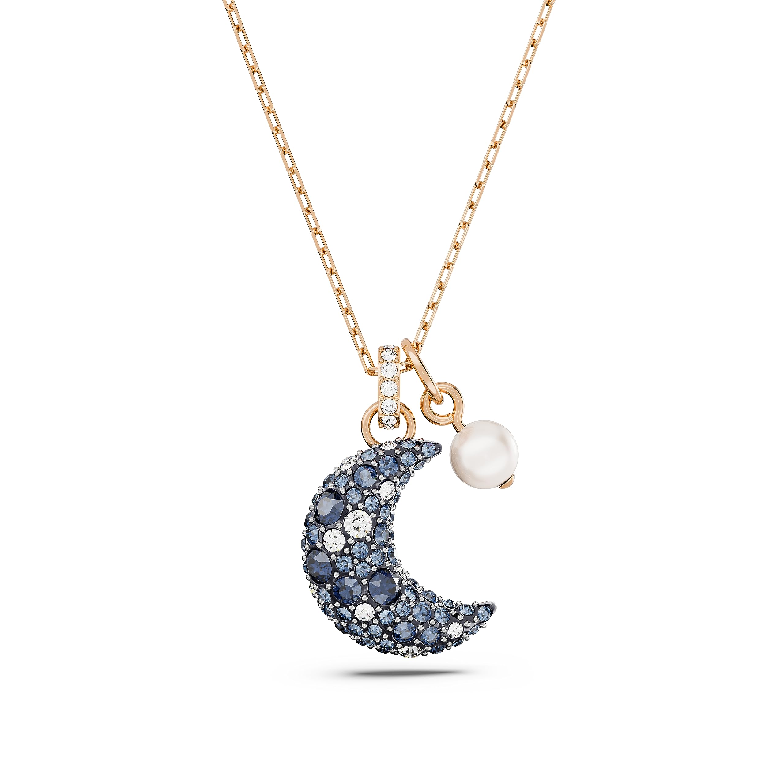 Foto 1 | Collar Swarovski Sublima Moon Con Cristales Oscuros, Oro Rosa - Venta Internacional.