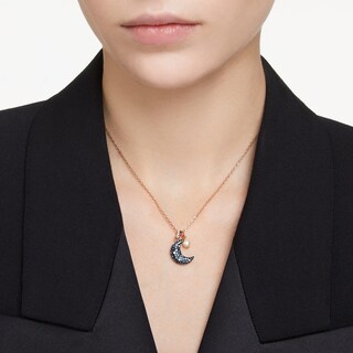 Foto 5 | Collar Swarovski Sublima Moon Con Cristales Oscuros, Oro Rosa - Venta Internacional.