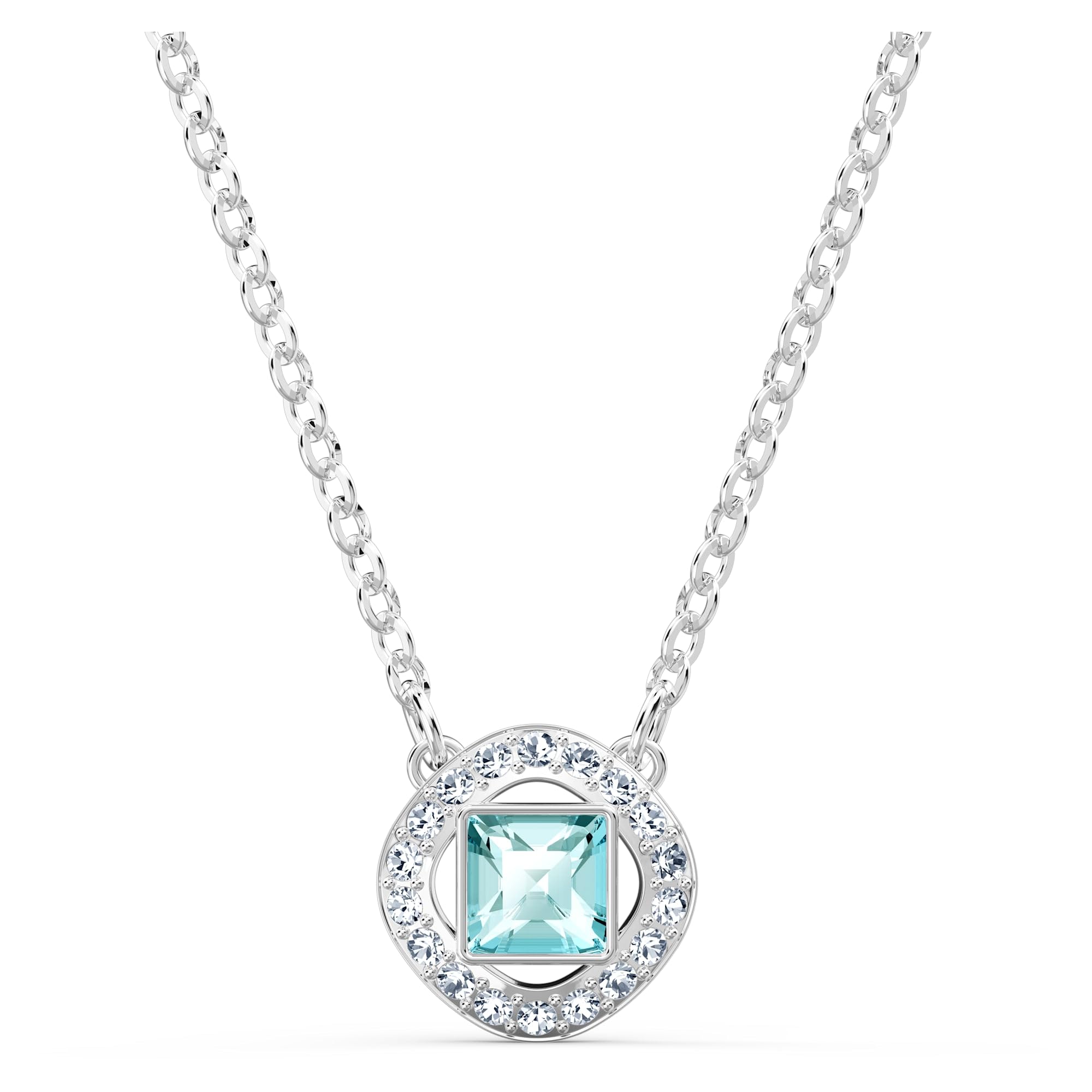 Collar Swarovski Una Angelic Con Cristales Transparentes Y Aguamarina - Venta Internacional.