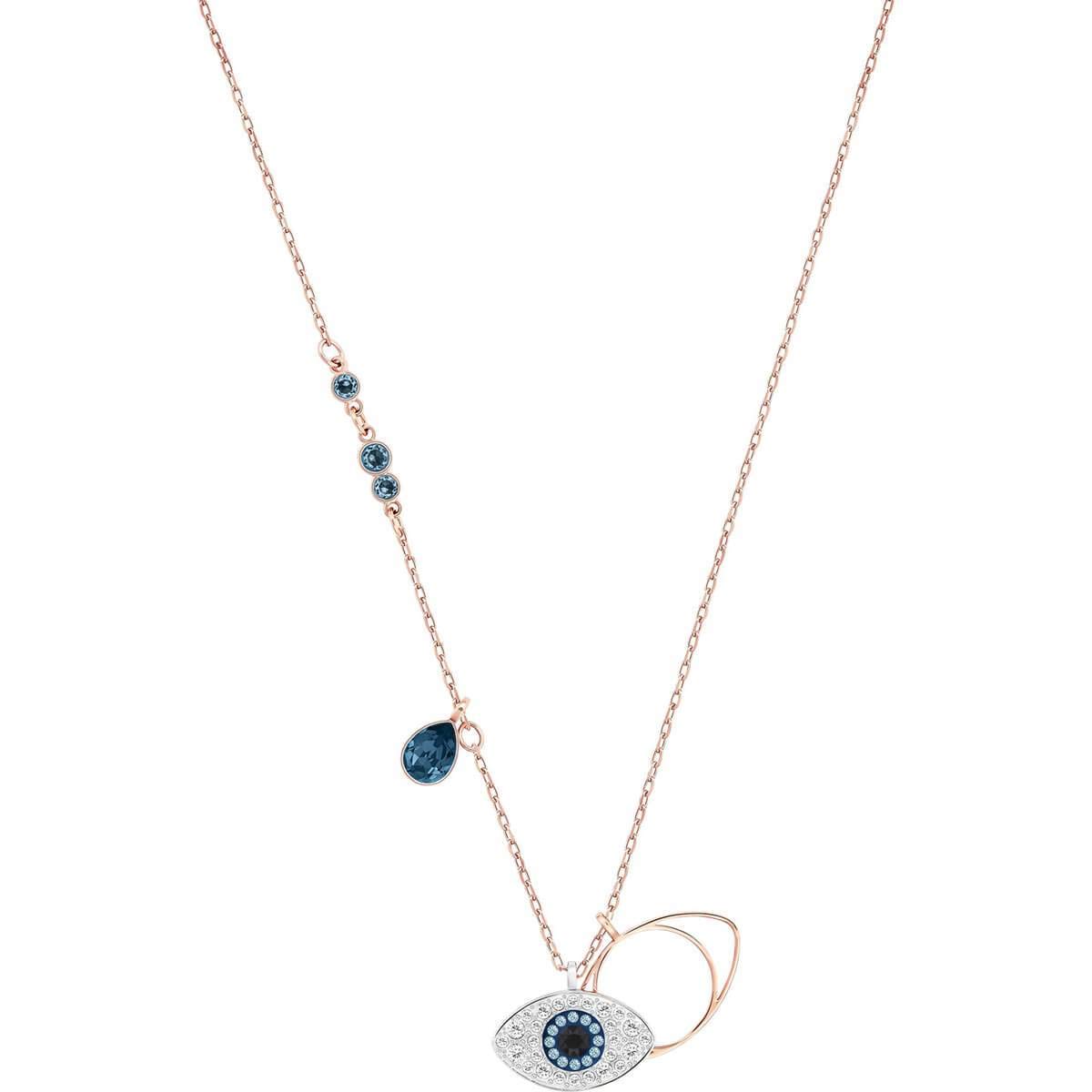 Collar Swarovski Crystal Duo Evil Eye Chapado En Oro Rosa - Venta Internacional.