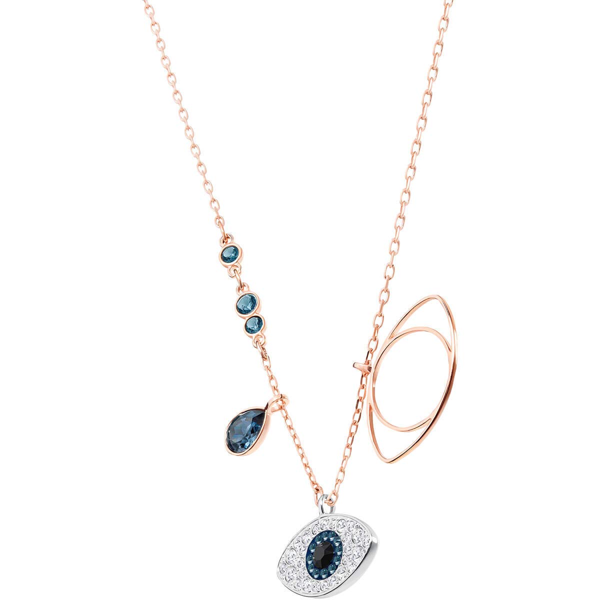 Foto 3 pulgar | Collar Swarovski Crystal Duo Evil Eye Chapado En Oro Rosa - Venta Internacional.