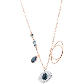 Foto 2 | Collar Swarovski Crystal Duo Evil Eye Chapado En Oro Rosa - Venta Internacional.