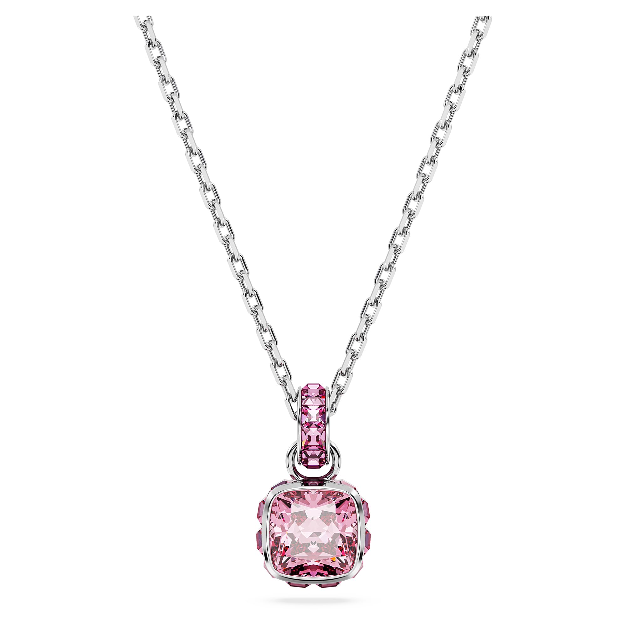 Foto 2 pulgar | Collar Swarovski Con Piedra Natal De Octubre, Piedra Rosa De Talla Cuadrada - Venta Internacional.