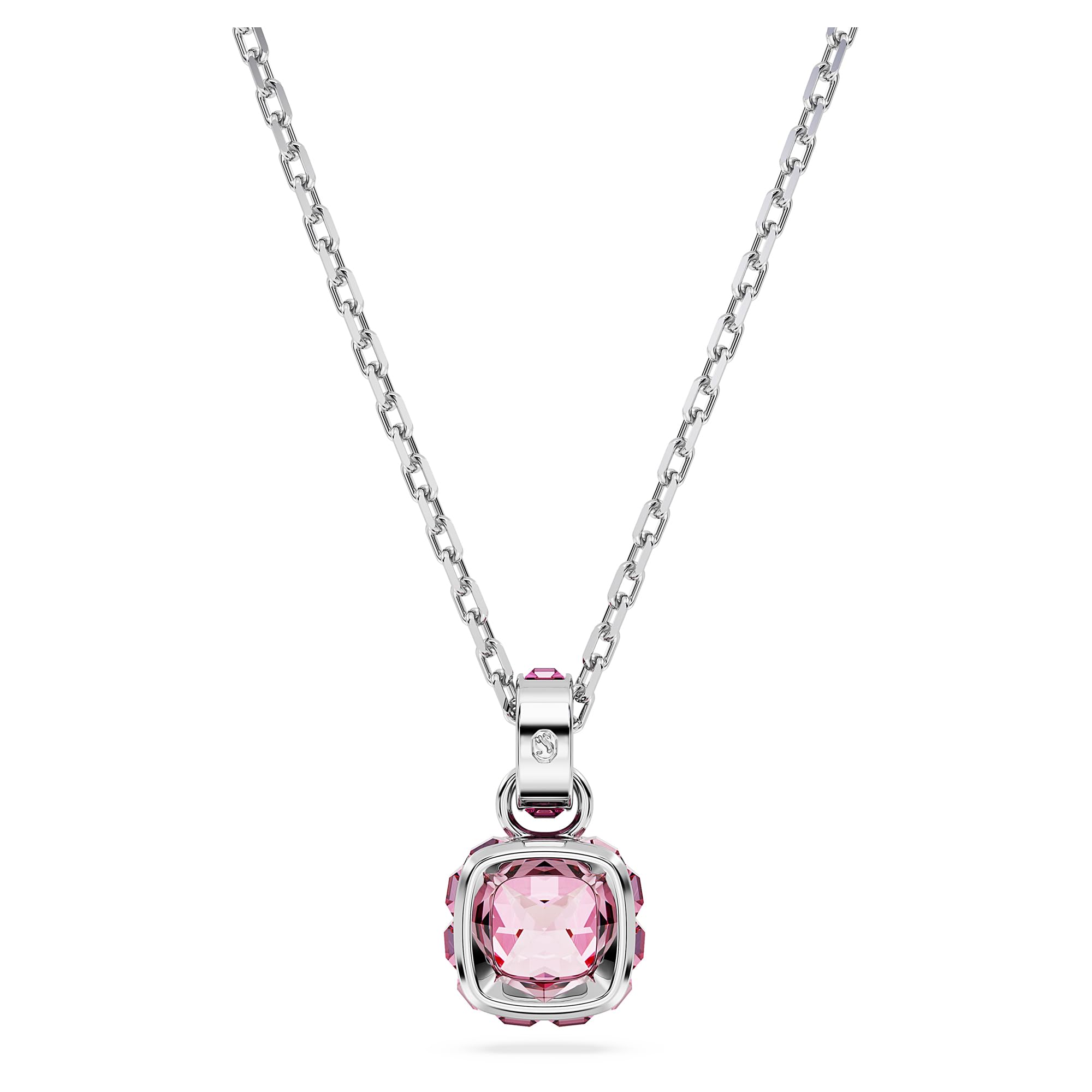 Foto 5 pulgar | Collar Swarovski Con Piedra Natal De Octubre, Piedra Rosa De Talla Cuadrada - Venta Internacional.