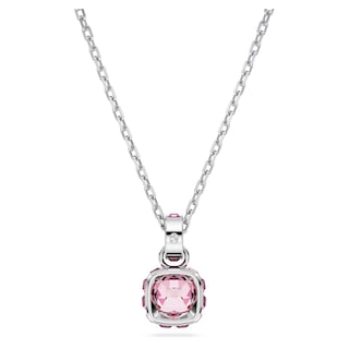Foto 4 | Collar Swarovski Con Piedra Natal De Octubre, Piedra Rosa De Talla Cuadrada - Venta Internacional.