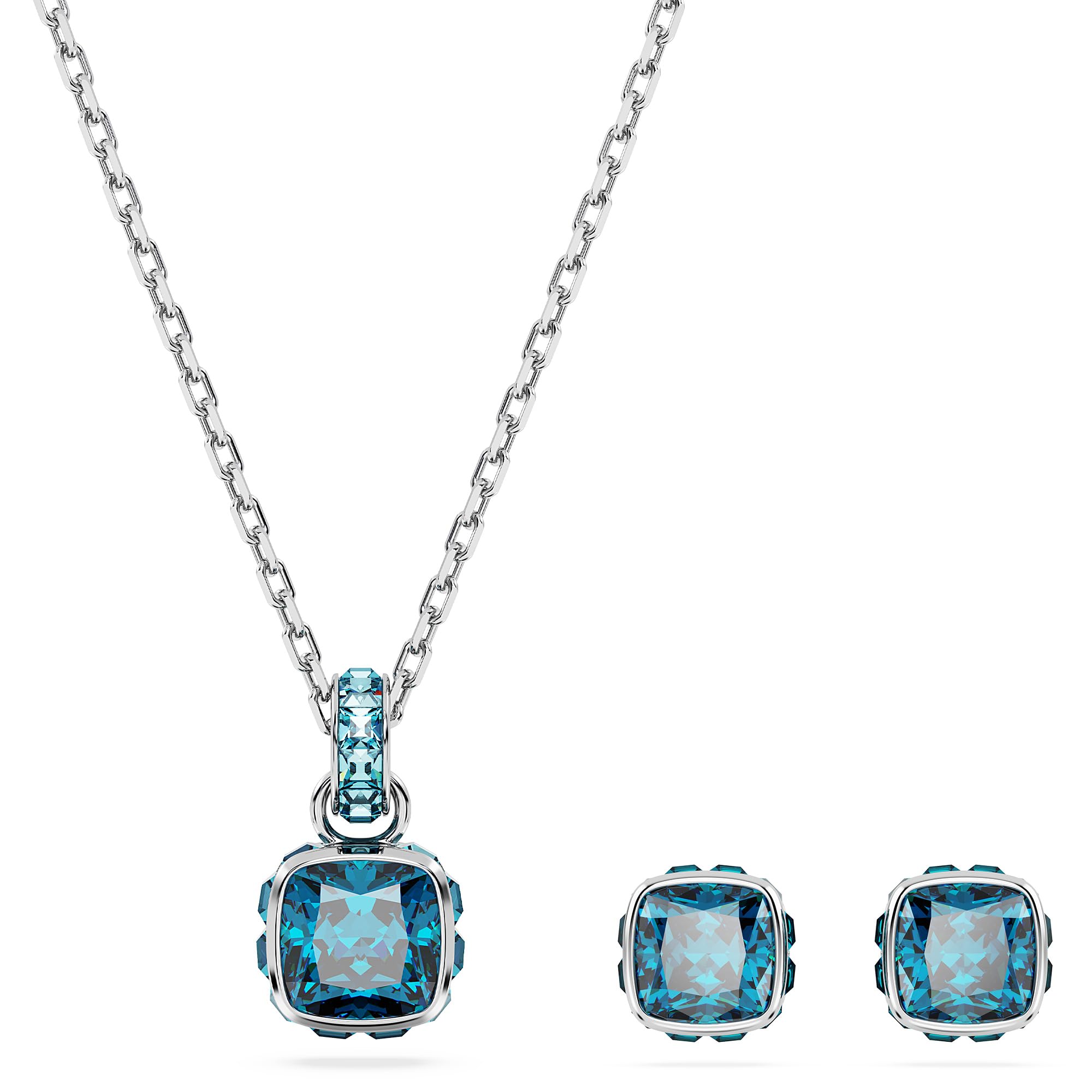 Foto 6 pulgar | Collar De Swarovski Con Piedra Natal De Diciembre, Acabado En Rodio Azul - Venta Internacional.