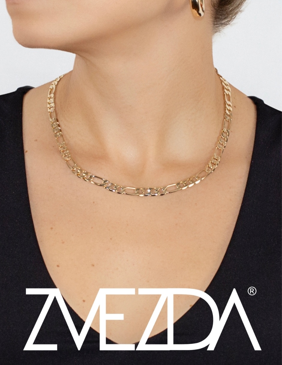 Foto 4 pulgar | Cadena Zvezda Fígaro, Chapa De Oro Amarillo De 18k