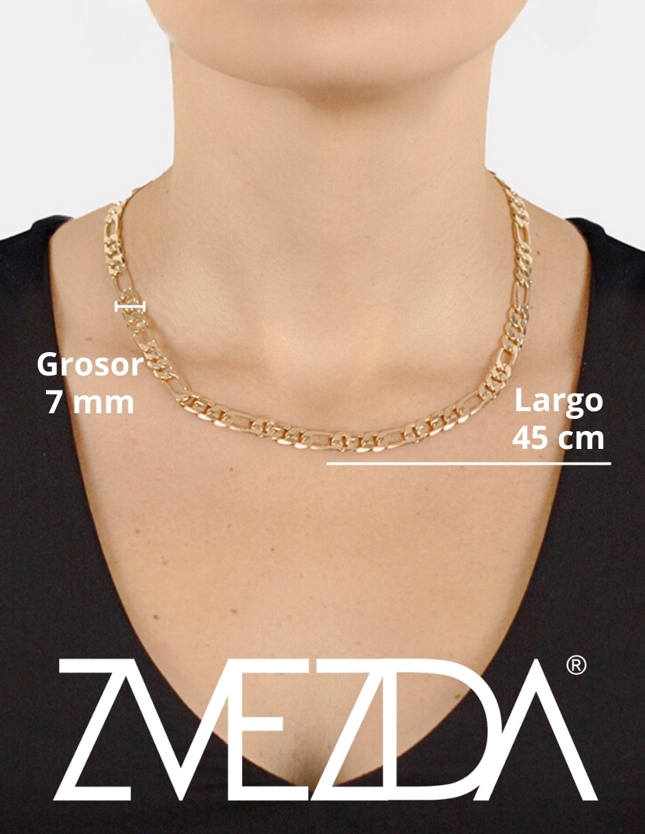 Foto 5 pulgar | Cadena Zvezda Fígaro, Chapa De Oro Amarillo De 18k