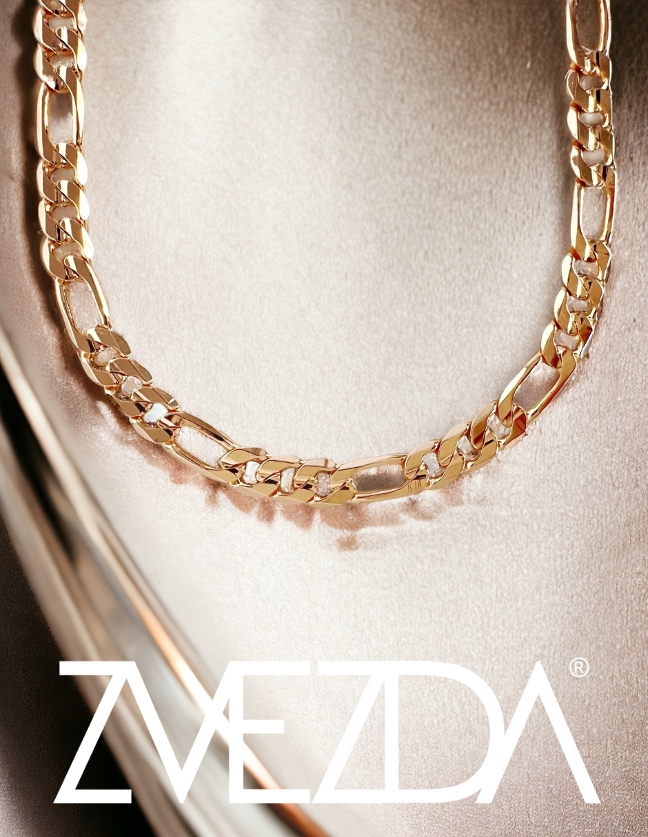Foto 6 pulgar | Cadena Zvezda Fígaro, Chapa De Oro Amarillo De 18k