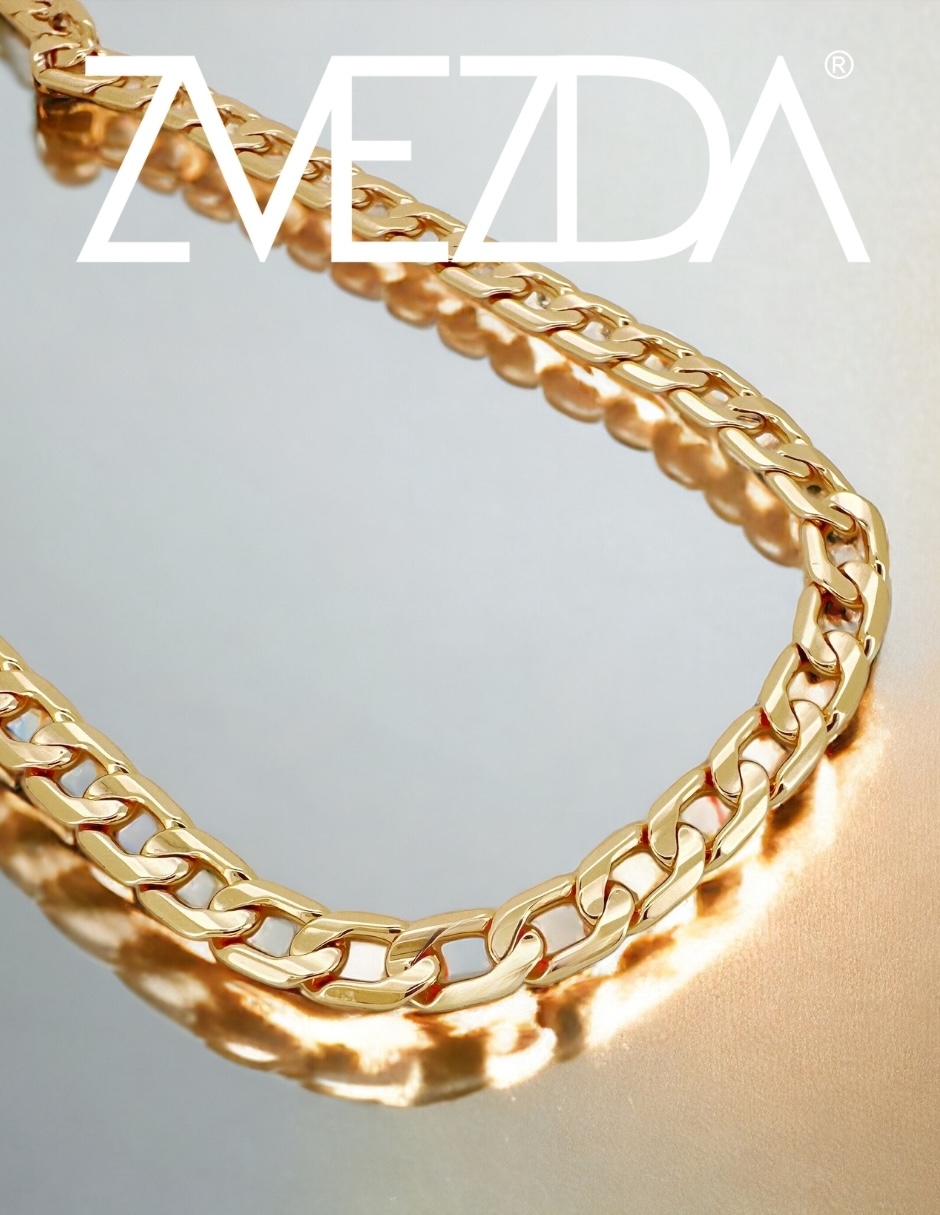 Foto 6 pulgar | Cadena Zvezda Barbada, Chapa De Oro Amarillo De 18k