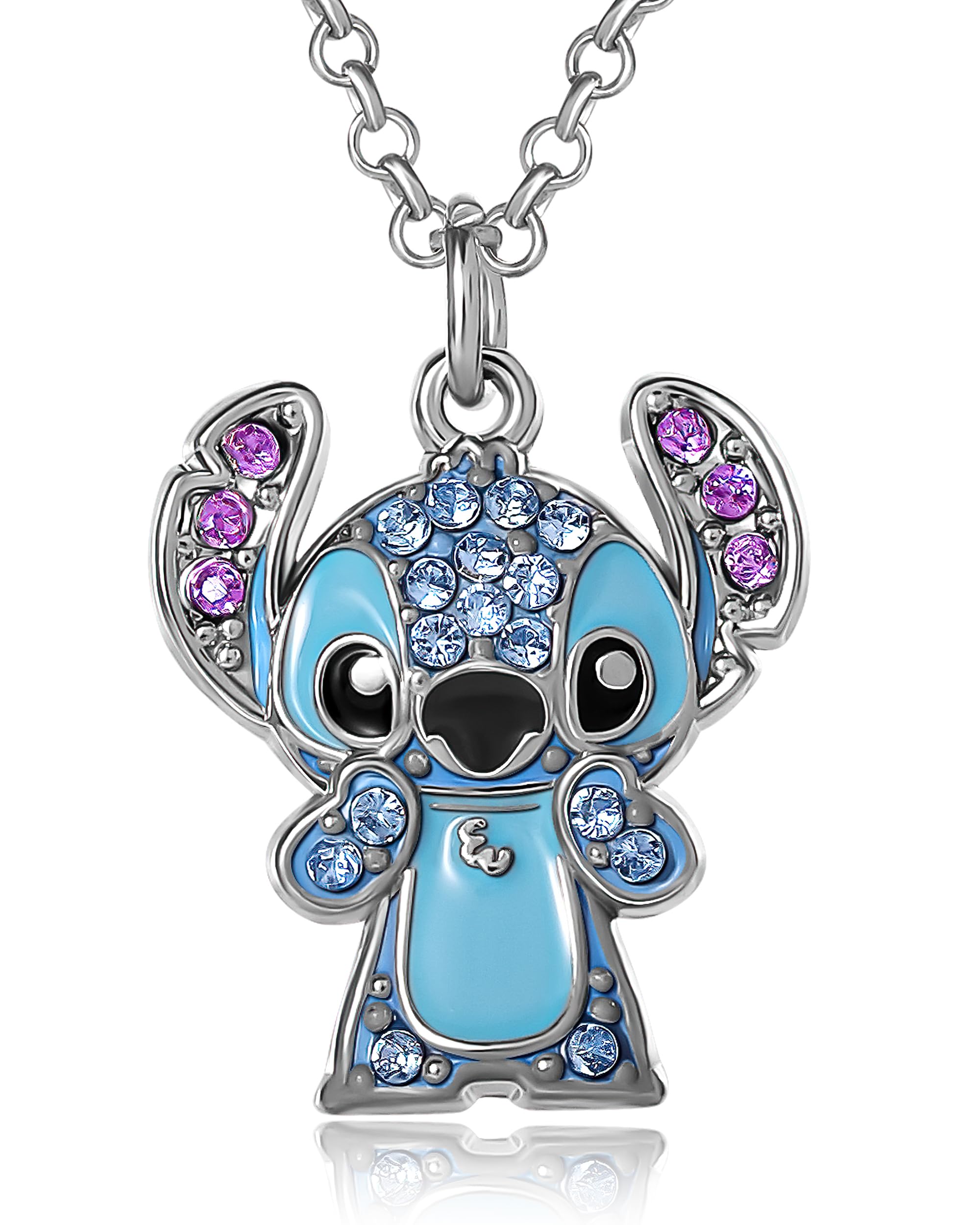Foto 2 pulgar | Collar Disney Stitch para Mujer con Cristal Pavé y Esmalte - Venta Internacional