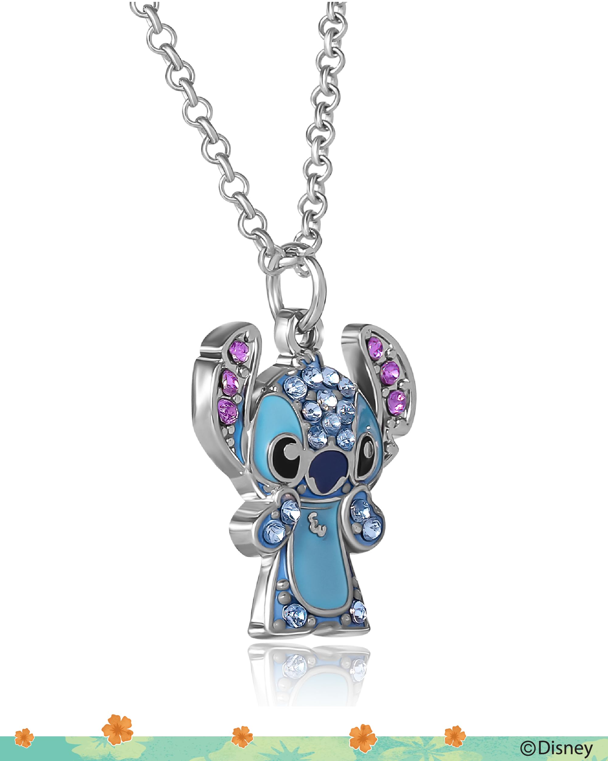 Foto 6 pulgar | Collar Disney Stitch para Mujer con Cristal Pavé y Esmalte - Venta Internacional